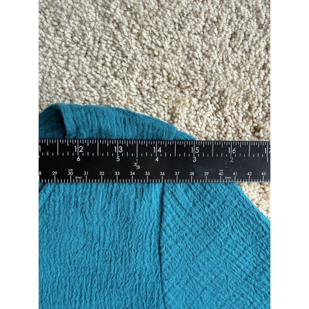 Soft Surroundings Women Teal Cotton Gauze Blouse XS Boho Flowy Short Sleeve Top - Picture 7 of 8